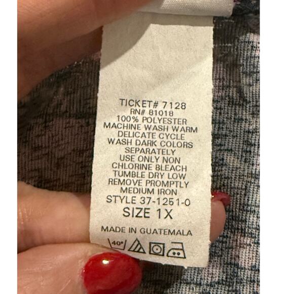 Vintage Blouse Women's Plus 1x Floral‎ Mesh Sheer Babydoll Boho Feminine 90s Y2K - Picture 10 of 11